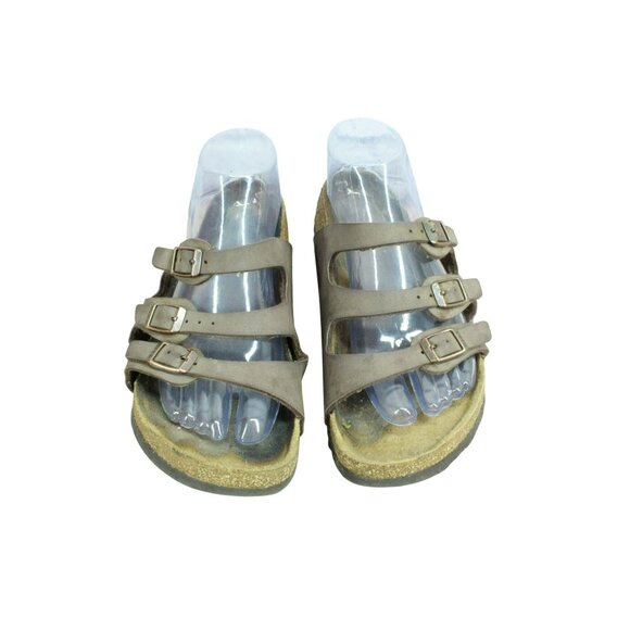 *Birkenstock Florida Brown Leather Slip-on Birko-Flor Sandals Size 10.5 Inches - Picture 6 of 10